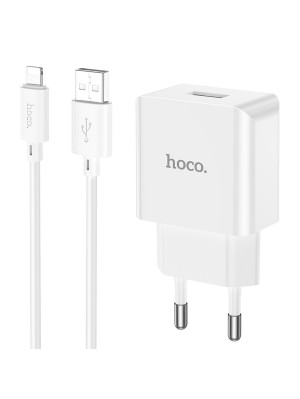 Мережевий зарядний пристрій HOCO C106A Leisure single port charger set(iP) White
