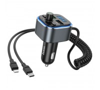 FM-трансмітер HOCO E74 Energy QC3.0 2-in-1 car BT FM transmitter with cable Metal Gray