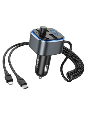 FM-трансмітер HOCO E74 Energy QC3.0 2-in-1 car BT FM transmitter with cable Metal Gray