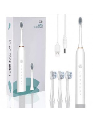 Ультразвукова зубна щітка Sonic Toothbrush X-3 White (4 насадки)