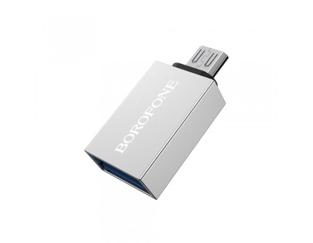 Адаптер перехідник Borofone BV2 MicroUSB to USB 3.0 (F) сріблястий