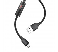 Кабель Hoco S13 з таймером USB to MicroUSB 1.2m чорний