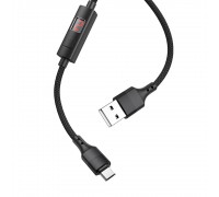 Кабель Hoco S13 с таймером USB to MicroUSB 1.2m черный