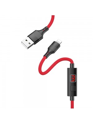  Кабель Hoco S13 з таймером USB to Lightning 1.2m червоний
