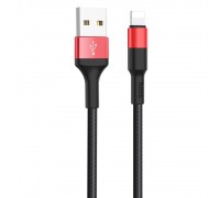 Кабель Hoco X26 USB to Lightning 1m чорно-червоний