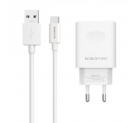 Зарядний пристрій Borofone BA32A USB QC білий + кабель USB to Type-C