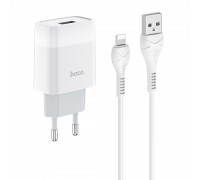 Зарядний пристрій Hoco C72A USB білий + кабель USB to Lightning