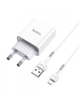  Зарядний пристрій Hoco C81A USB білий + кабель USB to MicroUSB