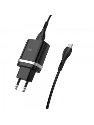  Мережевий зарядний пристрій Hoco C12Q USB QC чорний + кабель USB to MicroUSB