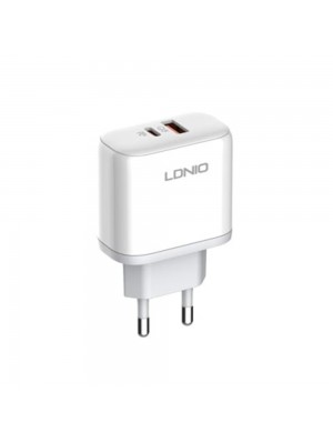 Сетевое зарядное устройство Ldnio A2526C USB/ Type-C QC PD 45W белое + кабель Type-C to Lightning