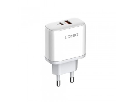 Сетевое зарядное устройство Ldnio A2526C USB/ Type-C QC PD 45W белое + кабель Type-C to Lightning