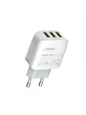 Сетевое зарядное устройство Ldnio A3312 3 USB белое + кабель USB to Type-C