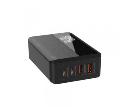 Сетевое зарядное устройство Ldnio A4808Q 2 USB/ Type-C QC PD 65W c дисплеем черное