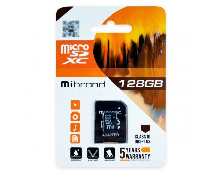 MICROSDXC (UHS-1 U3) MIBRAND 128GB CLASS 10 (ADAPTER SD)