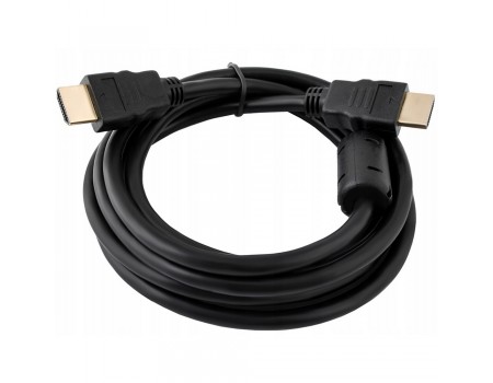 Кабель Merlion HDMI-HDMI HIGH SPEED 2.0m, v1.4, OD-7.5mm, круглий Black, коннектор Black, (Пакет)