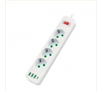 Мережевий фільтр F24, 4 розетки EU, кнопка включення з індикатором, 2 м, 3х0,75мм, 2500W, White