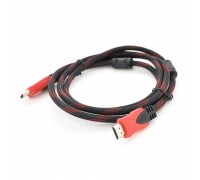 Кабель Merlion HDMI-HDMI 25m, v1.4, OD-7.4mm, 2 фільтра, обплетення, круглий Black / Redконнектор RED / Black, (Пакет) 
