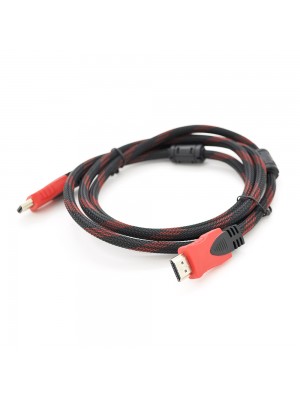 Кабель Merlion HDMI-HDMI 25m, v1.4, OD-7.4mm, 2 фільтра, обплетення, круглий Black / Redконнектор RED / Black, (Пакет) 