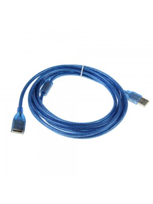 Подовжувач USB 2.0 AM / AF, 1.5m, 1 ферит, прозорий синій 