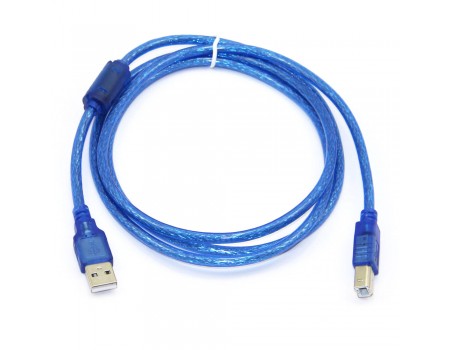 Кабель USB 2.0 RITAR AM / BM, 1.8m, 1 ферит, прозорий синій