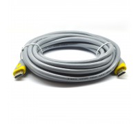 Кабель Merlion HDMI-HDMI V-Link High Speed 3.0m, v2,0, OD-8.2mm, круглий Grey, коннектор Grey / Yellow, (Пакет)