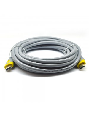 Кабель Merlion HDMI-HDMI V-Link High Speed 5.0m, v2,0, OD-8.2mm, круглий Grey, коннектор Grey / Yellow, (Пакет)