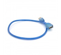 Подовжувач USB 2.0 AM / AF, 0.5m, прозорий синій 0