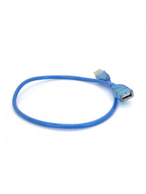 Подовжувач USB 2.0 AM / AF, 0.5m, прозорий синій 0