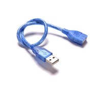 Подовжувач USB 2.0 AM / AF, 0.3m, прозорий синій 0