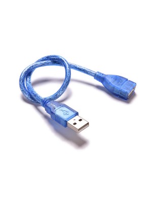 Подовжувач USB 2.0 AM / AF, 0.3m, прозорий синій 0
