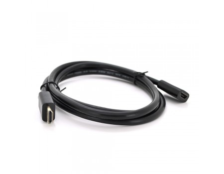 Подовжувач Merlion HDMI (тато) -HDMI (мама) VEGGIEG 0.5m, v2.0, OD-7.0mm, круглий, Black, коннектор Black, (Пакет)