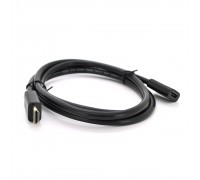 Подовжувач Merlion HDMI (тато) -HDMI (мама) VEGGIEG 1.0m, v2.0, OD-7.0mm, круглий, Black, коннектор Black, (Пакет)