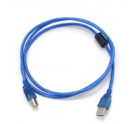Кабель USB 2.0 RITAR AM / BM, 1.5m, 1 ферит, синій прозорий0