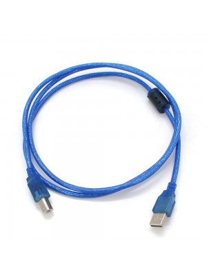 Кабель USB 2.0 RITAR AM / BM, 1.5m, 1 ферит, синій прозорий0