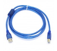 Кабель USB 2.0 RITAR AM / BM, 2.0m, 1 ферит, прозорий синій