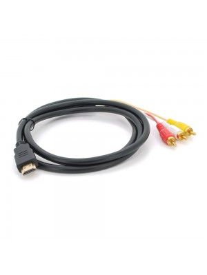 Кабель HDMI (тато) -3RCA (тато), 1.5m, 2 ферріта, обплетення, Black / Red, пакет
