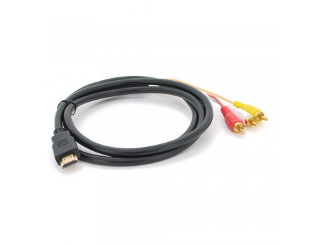 Кабель HDMI (тато) -3RCA (тато), 1.5m, 2 ферріта, обплетення, Black / Red
