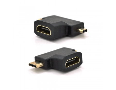Перехідник mini HDMI (тато) -micro HDMI (тато) -HDMI (мама)