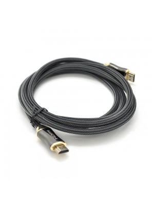 Кабель VEGGIEG HA-2 HDMI-HDMI 4K UHD, 2.0m, v2,0, OD-4.0mm, круглий, Black, коннектор Black-Metal