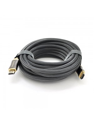 Кабель VEGGIEG HA-8 HDMI-HDMI 4K UHD, 8.0m, v2,0, OD-4.0mm, круглий, Black, коннектор Black-Metal