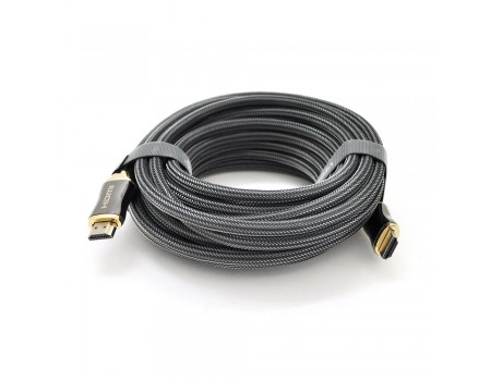 Кабель VEGGIEG HA-8 HDMI-HDMI 4K UHD, 8.0m, v2,0, OD-4.0mm, круглый, Black, коннектор Black-Metal