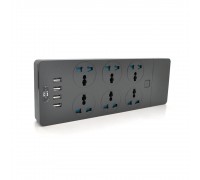 Мережевий фільтр ТВ-Т12, 6 розеток + 4 USB, 2 м, перетин 3х0,75мм, 3000W, Black