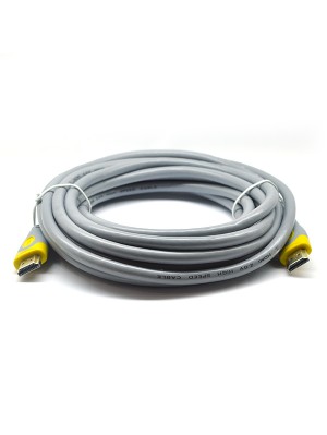 Кабель Merlion HDMI-HDMI V-Link High Speed 15.0m, v2,0, OD-8.2mm, круглий Grey, коннектор Grey / Yellow, (Пакет)5