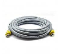 Кабель Merlion HDMI-HDMI V-Link High Speed 20.0m, v2,0, OD-8.2mm, круглий Grey, коннектор Grey / Yellow, (Пакет), 6