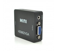 Конвертер Mini, HDMI to VGA, ВХОД HDMI(мама) на ВЫХОД VGA(мама), 720P/1080P, Black