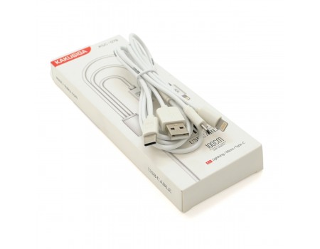 Кабель KSC-078 BAITONG charging data cable 3 in 1 Micro / Iphone / Type-C, длина 1м, White, BOX