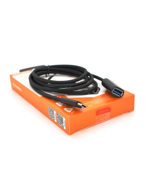 Переходник iKAKU KSC-754 AILUN Type-c(Male) to USB female USB3.0 charging data extension cable Black, Box 1,2м