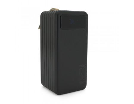 Портативная батаеря (повербанк) TX-80 80000mAh, кабеля USB: Micro, Lighting, Type-C, White/Black, (1460g)