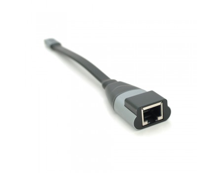 Конвертер Type-C (папа)/RJ-45(мама), 18cm, плоский, chip:RTL8153, 1000Mbps, Black