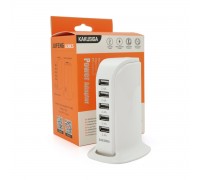 СЗУ AC100-240V iKAKU KSC-741 Jufeng Series Desktop, 5xUSB, Output: DC5V/2.4A (12W), White, Box